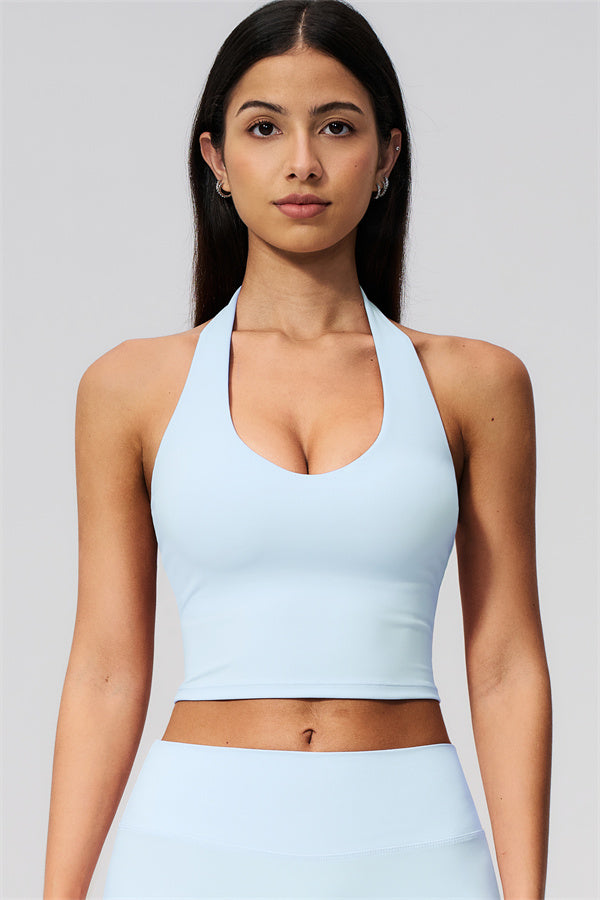 The Twirl Wide Strap Halter Crop Top