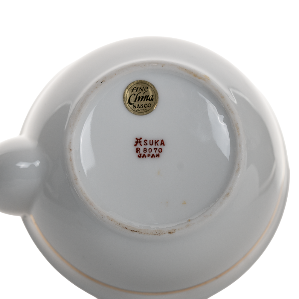 Japanese Nasco Fine China Rose Pattern Teapot with Rattan Handle