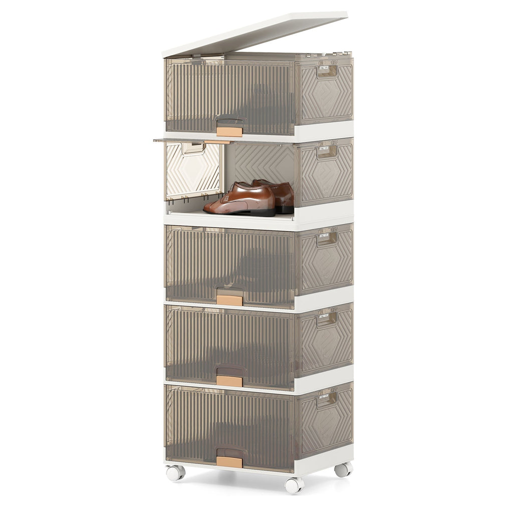 3/4/5/6-Cube Stackable Storage Bins with Detachable Wheels
