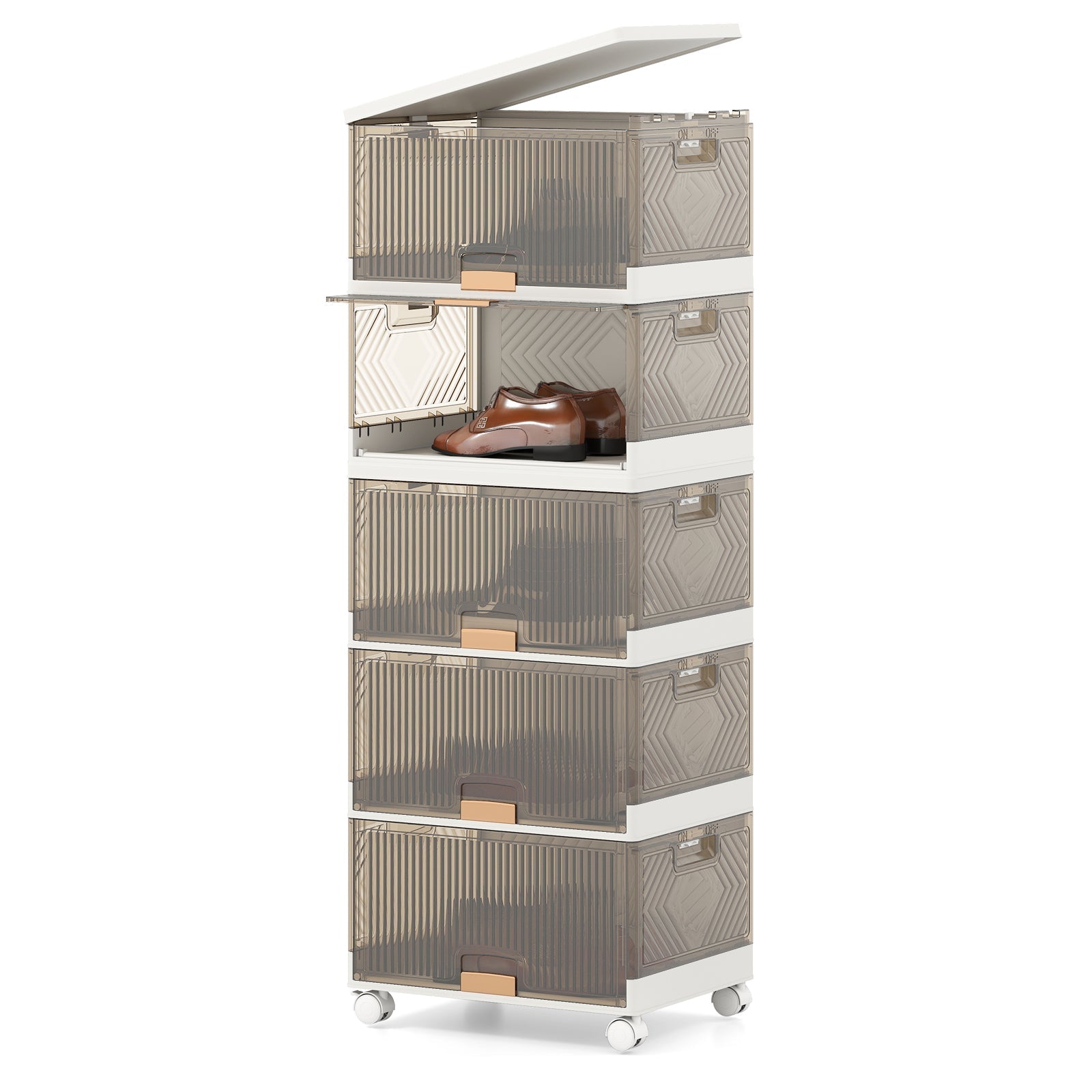 3/4/5/6-Cube Stackable Storage Bins with Detachable Wheels