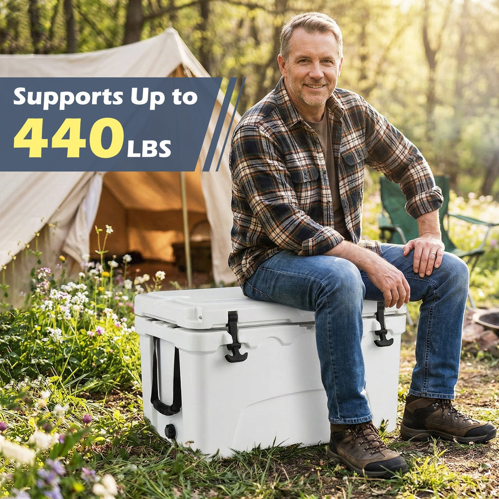 45 Quart Portable Hard Cooler Insulated Ice Chest Keeps Cool for up to 6 Days
