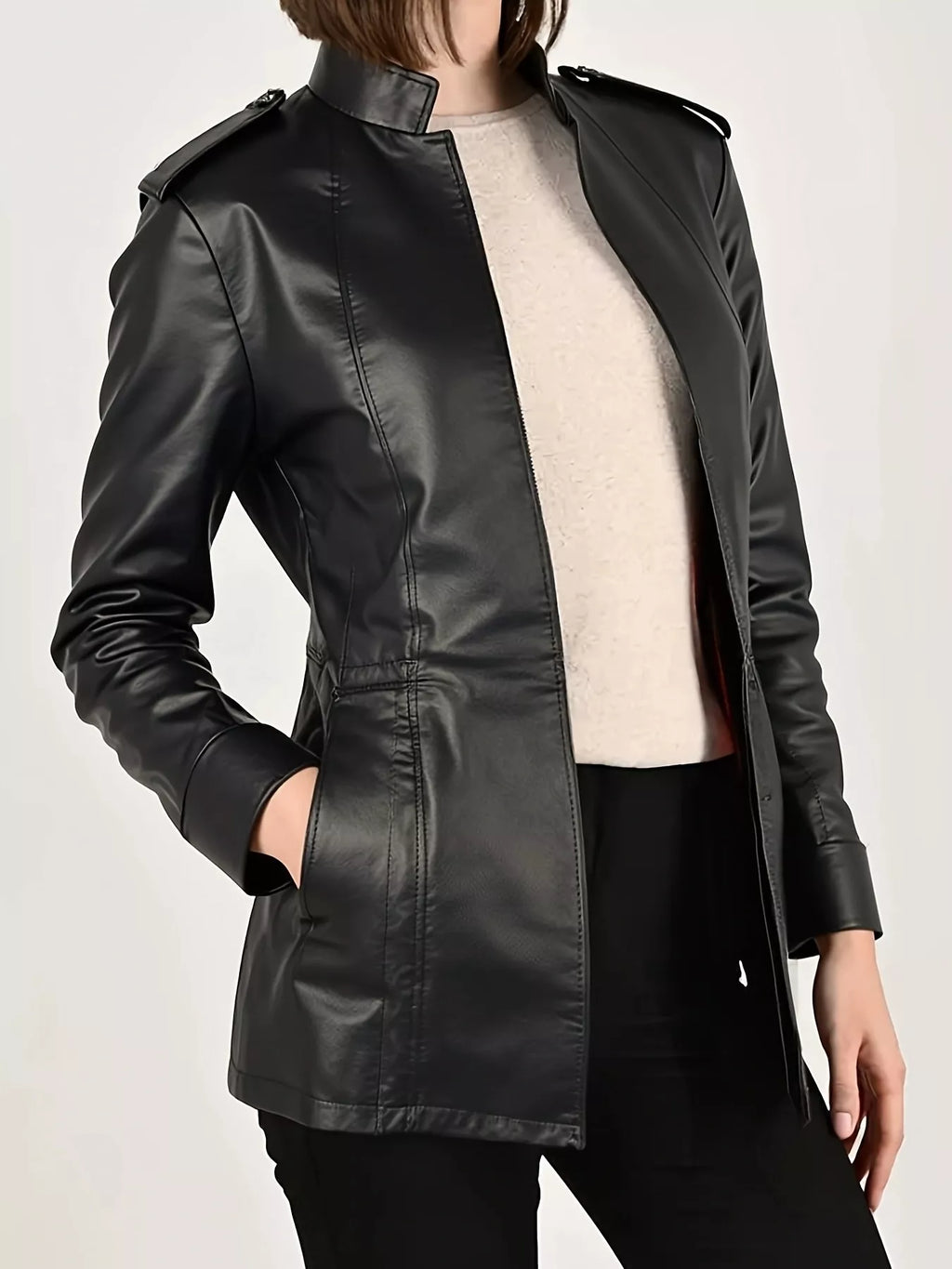 Leather Long Sleeve Moto Jacket