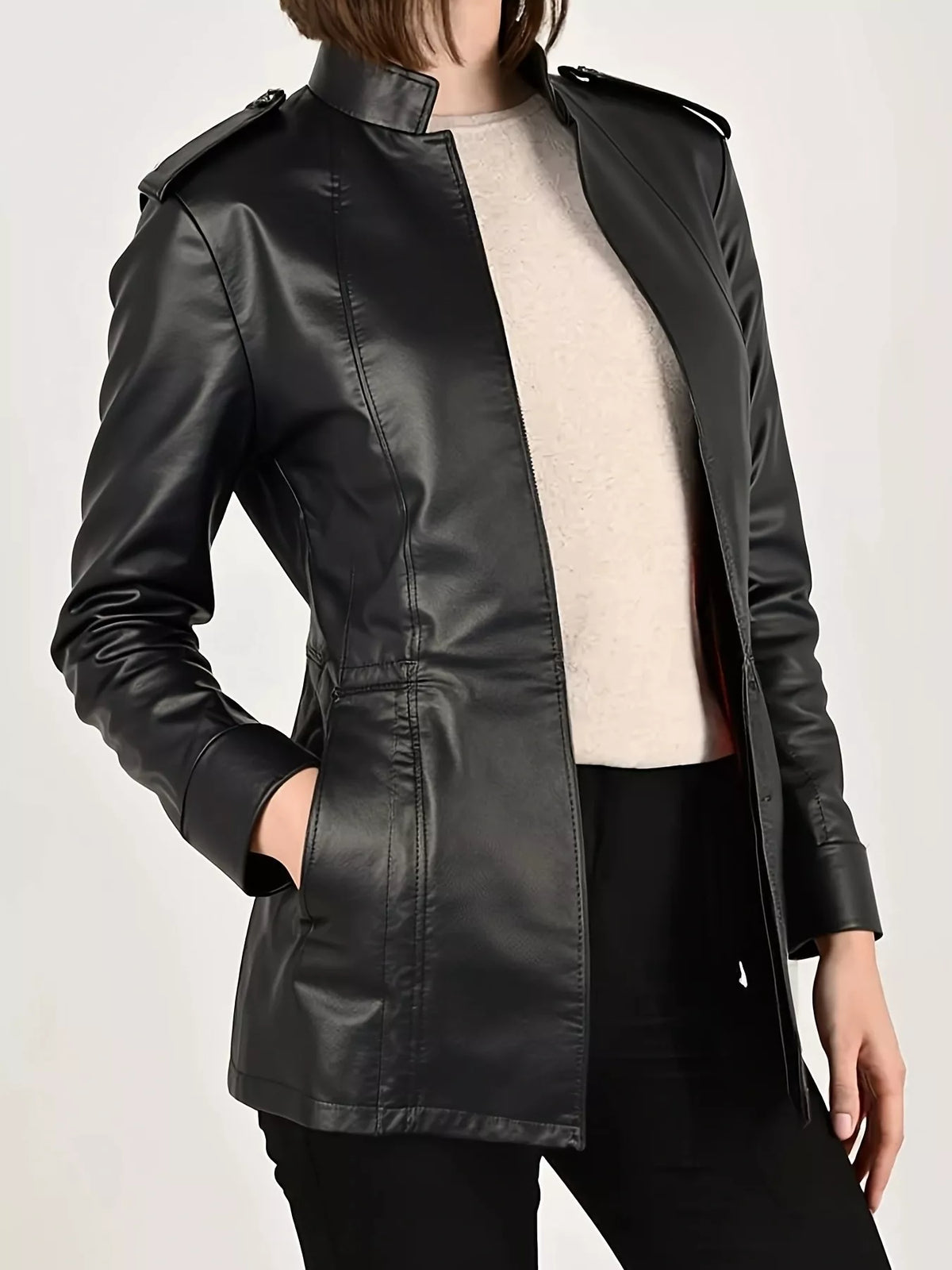 Leather Long Sleeve Moto Jacket