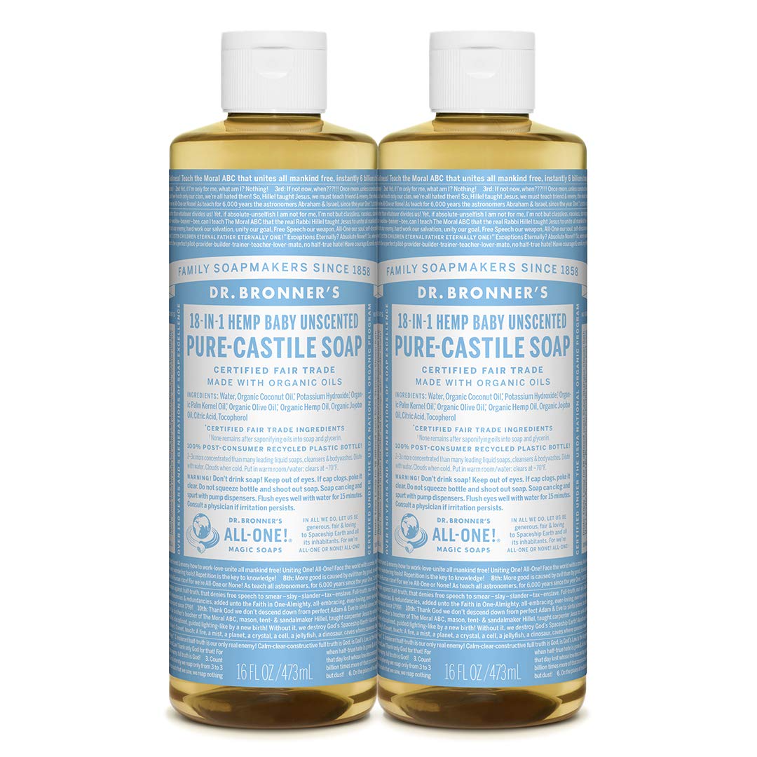 Dr. Bronner's Pure Castile Liquid Soap Baby Mild Unscented -- 16 Fl Oz