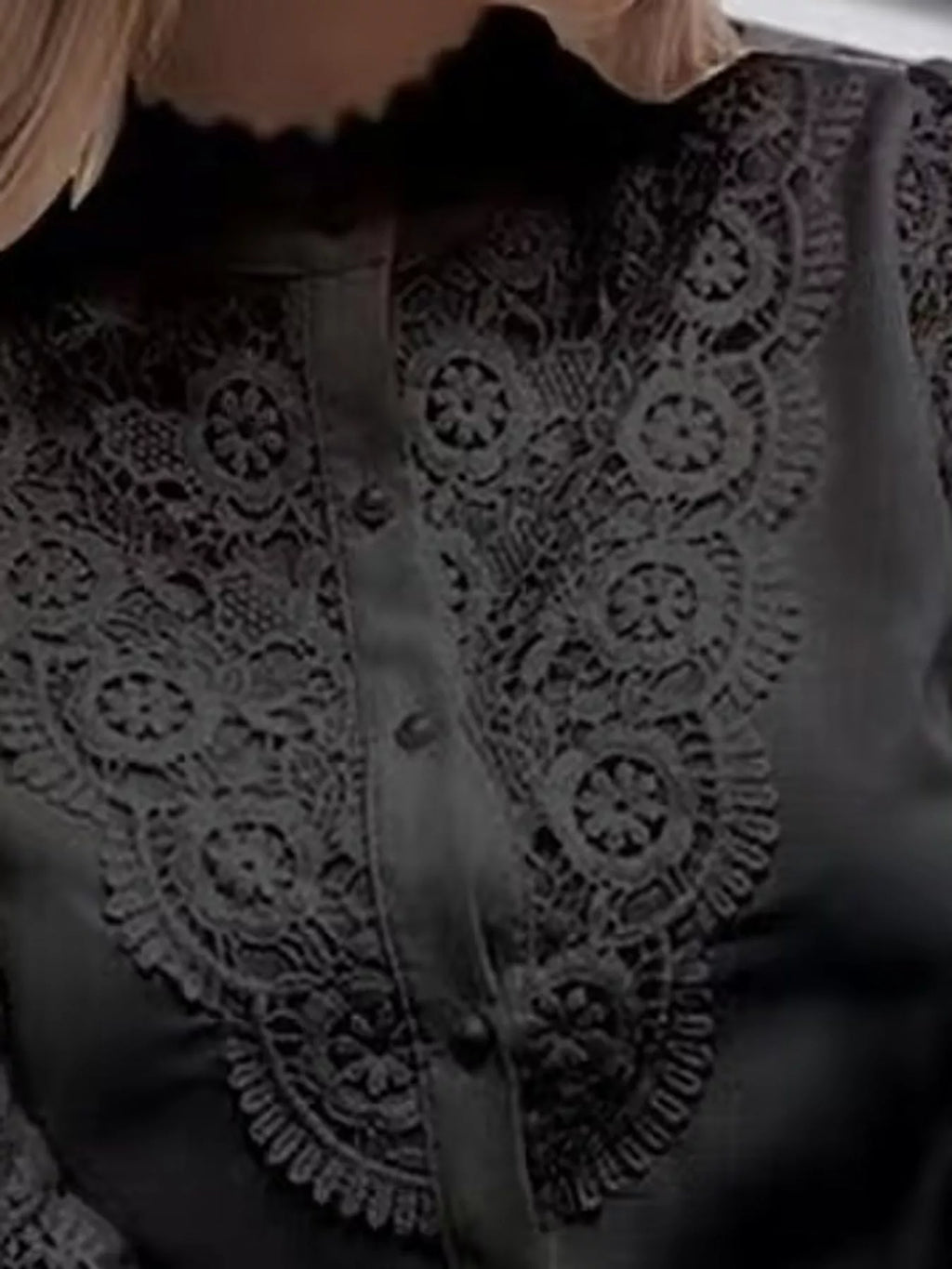 Full Size Lace V-Neck Flounce Sleeve Shirt Plus Size