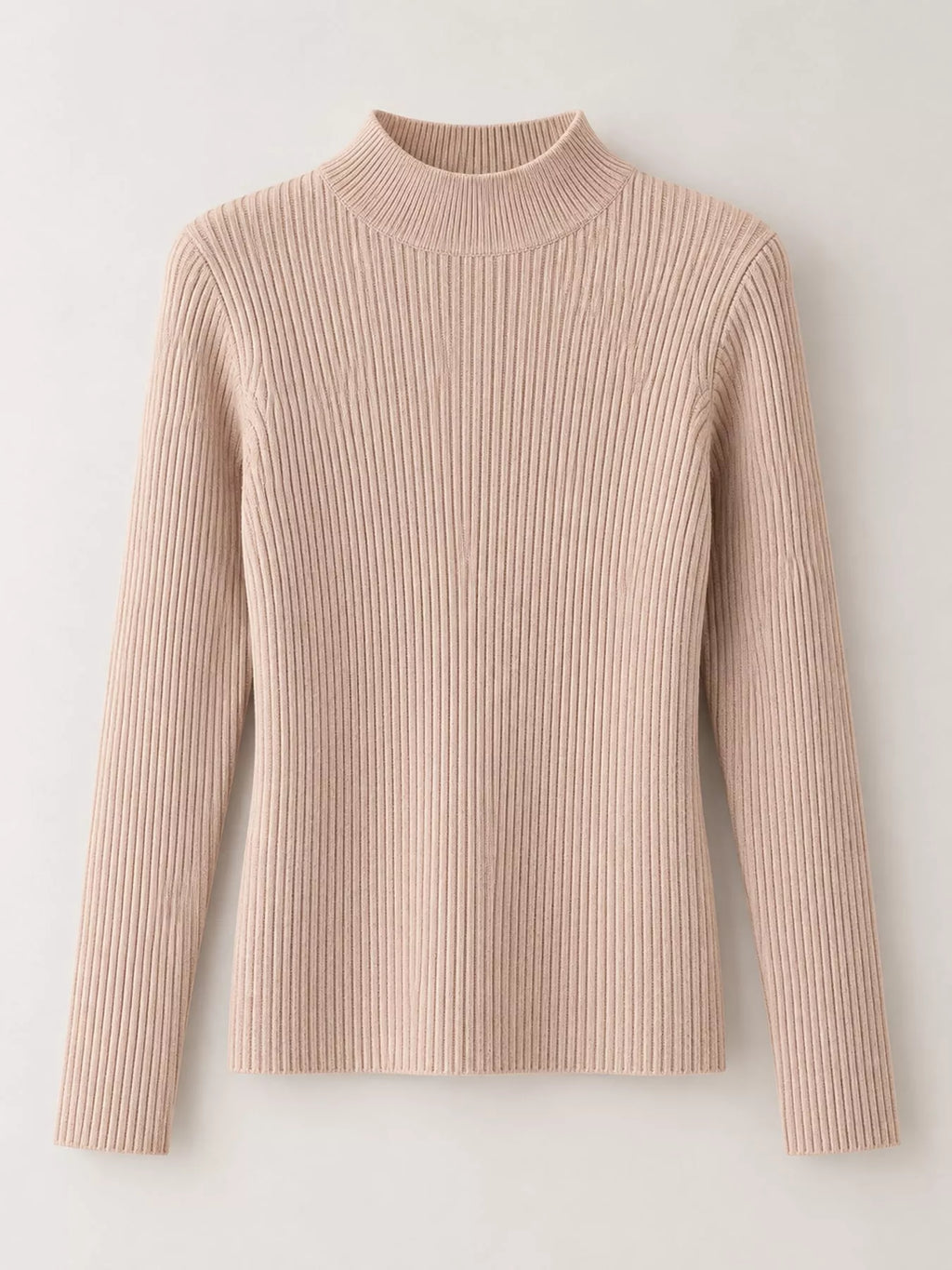 Elegant Slim-Fit Ribbed Mock Neck Knit Top