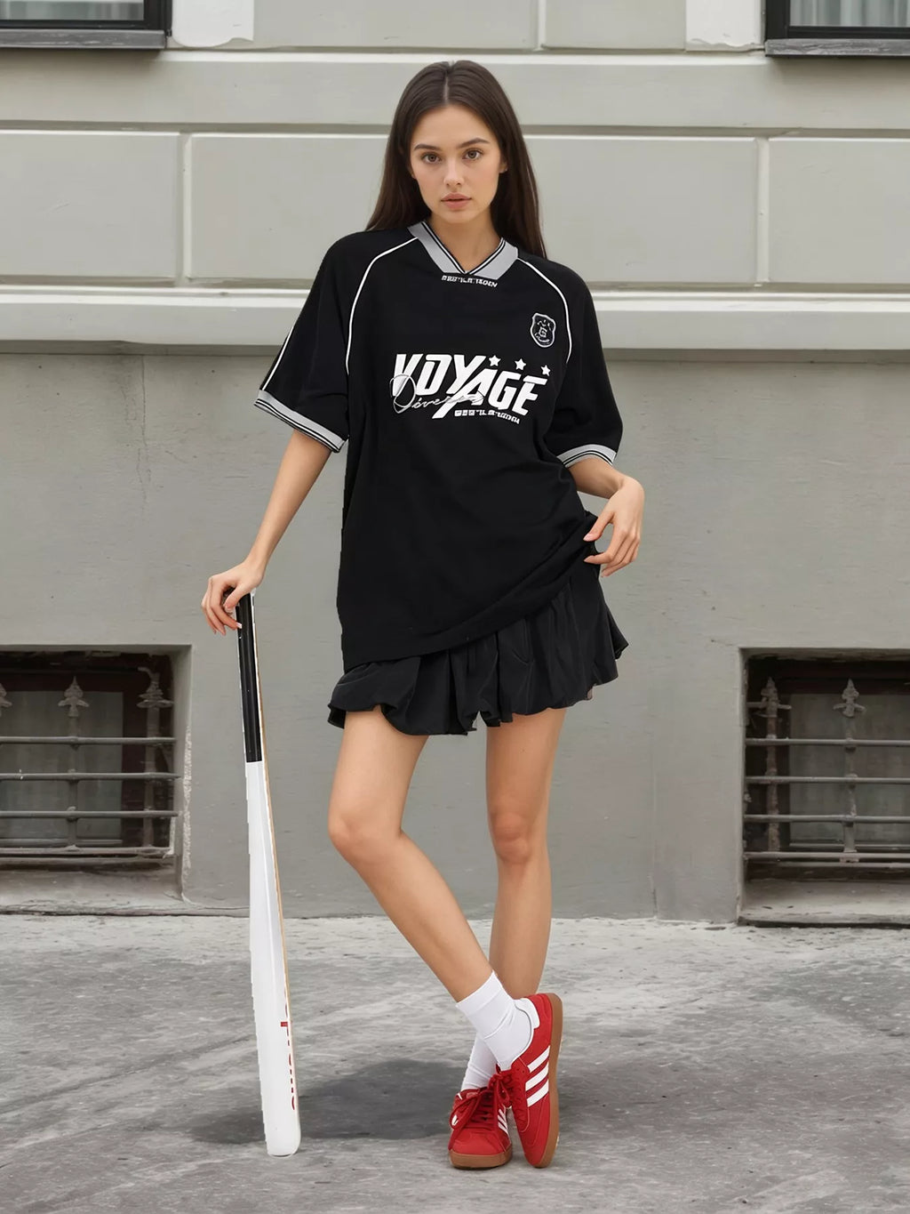 Oversized Sporty Graphic Short Sleeve T-Shirt