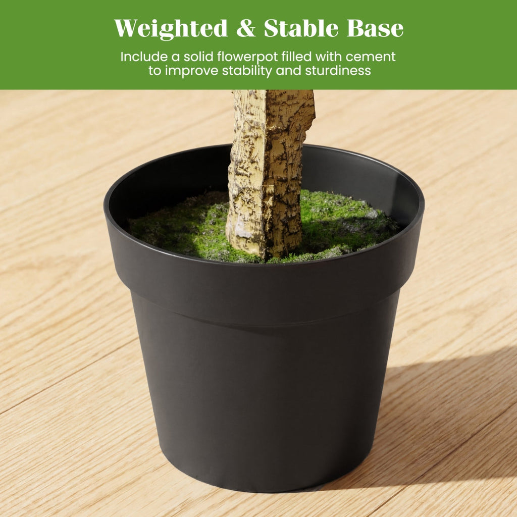 46-Inch Artificial Boxwood Topiary Tree Fake Potted Boxwood Tree with 5 Ball
