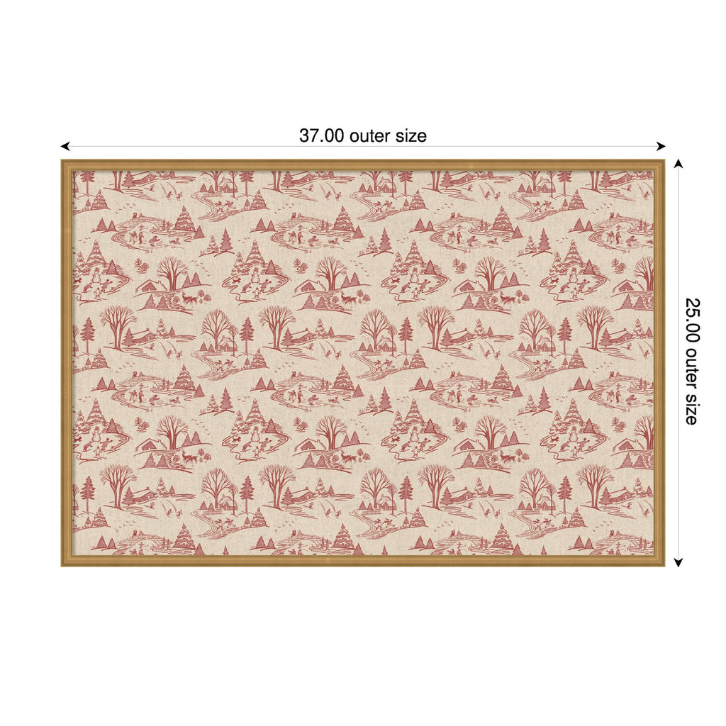 Framed Fabric Magnetic Board Wonderland Red Toile Wall Organization