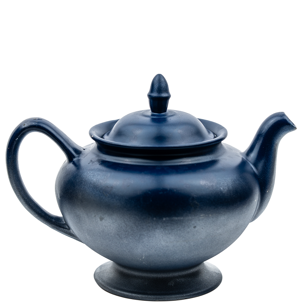Homer Laughlin Eggshell Nautilus Teapot – Custom Blue and Silver Finish