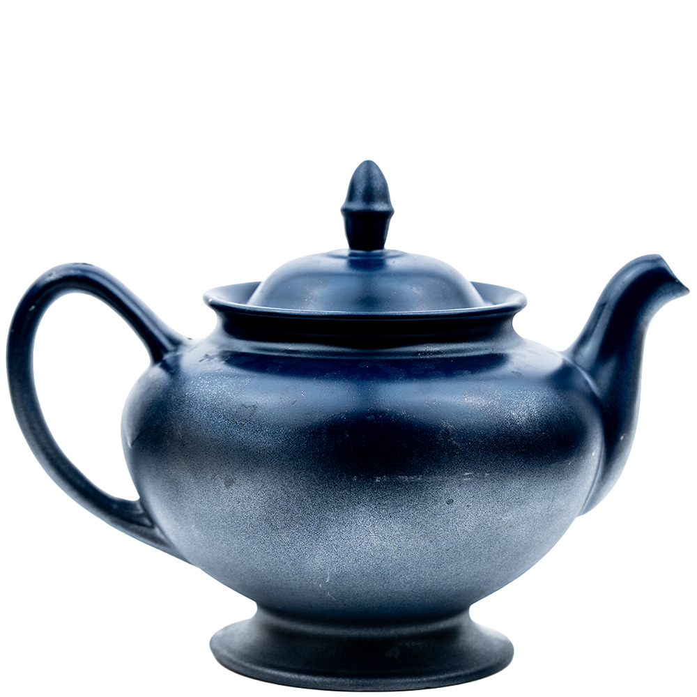 Homer Laughlin Eggshell Nautilus Teapot – Custom Blue and Silver Finish