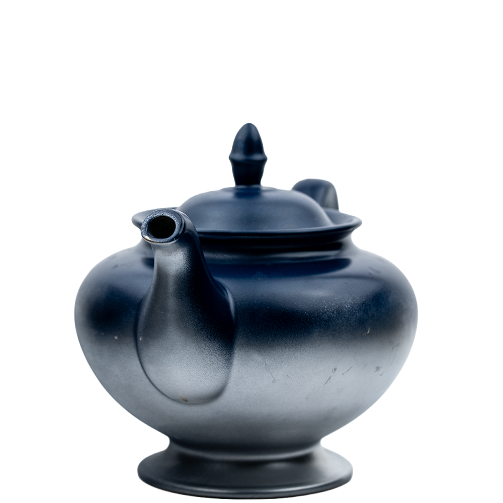 Homer Laughlin Eggshell Nautilus Teapot – Custom Blue and Silver Finish