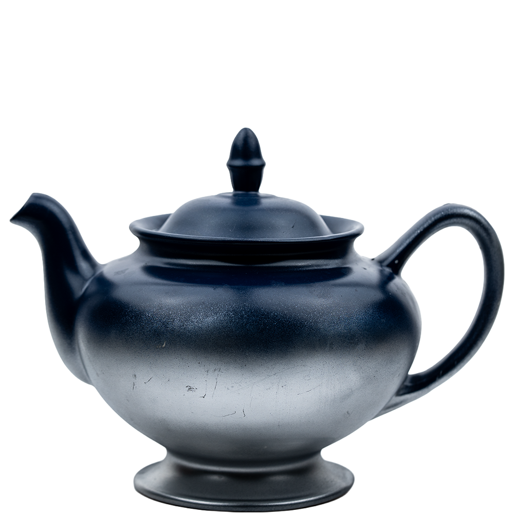 Homer Laughlin Eggshell Nautilus Teapot – Custom Blue and Silver Finish