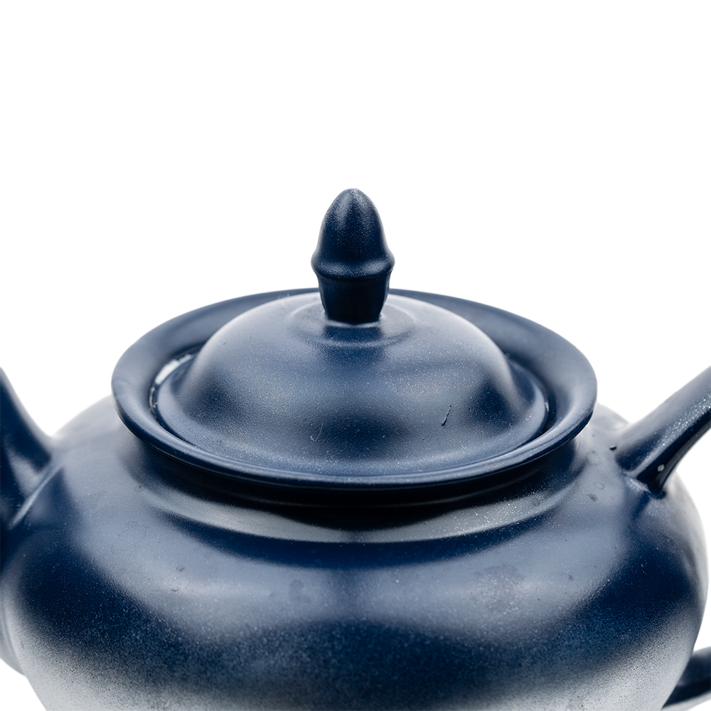 Homer Laughlin Eggshell Nautilus Teapot – Custom Blue and Silver Finish