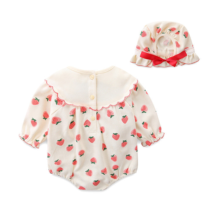 Printed Hooded Romper With A Three-piece Design For Newborns