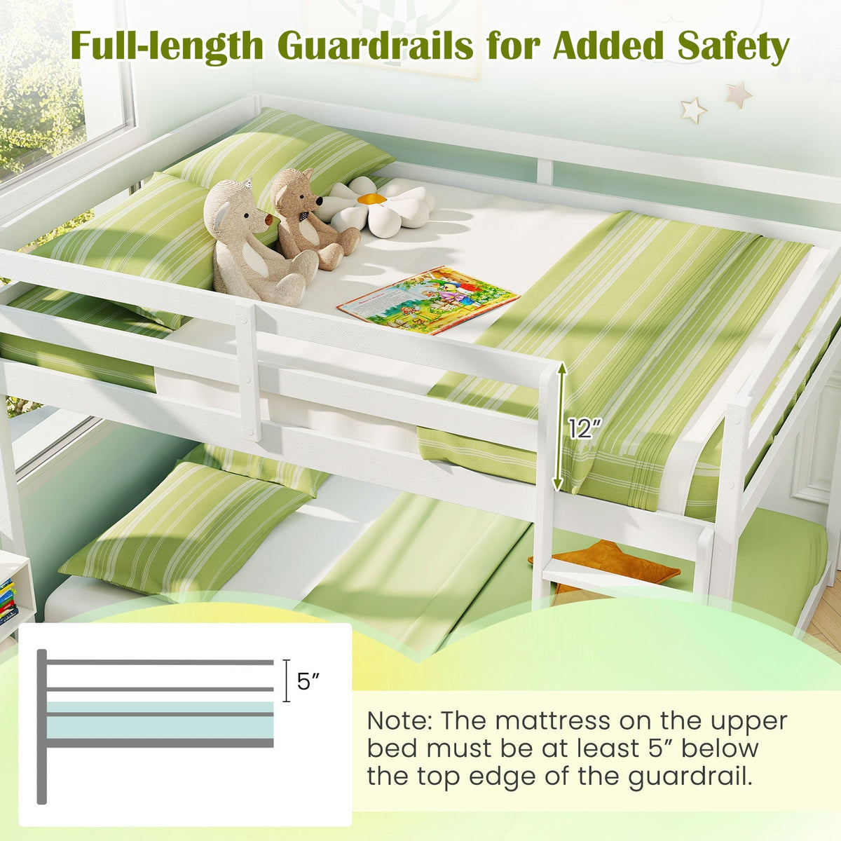 Full Over Full Bunk Bed Low-to-ground Bunk Bed