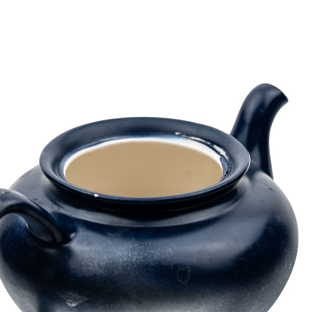 Homer Laughlin Eggshell Nautilus Teapot – Custom Blue and Silver Finish