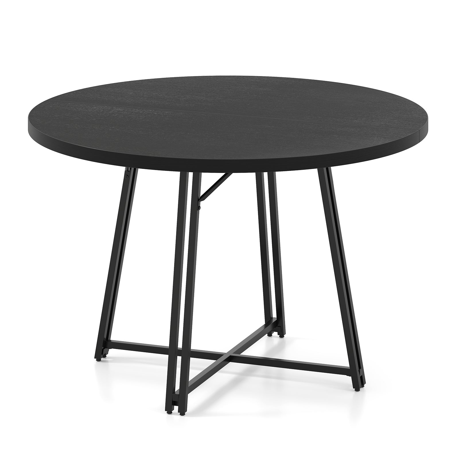 47 Inch Dining Table for 4-6 People Round Kitchen Table with Cross Base