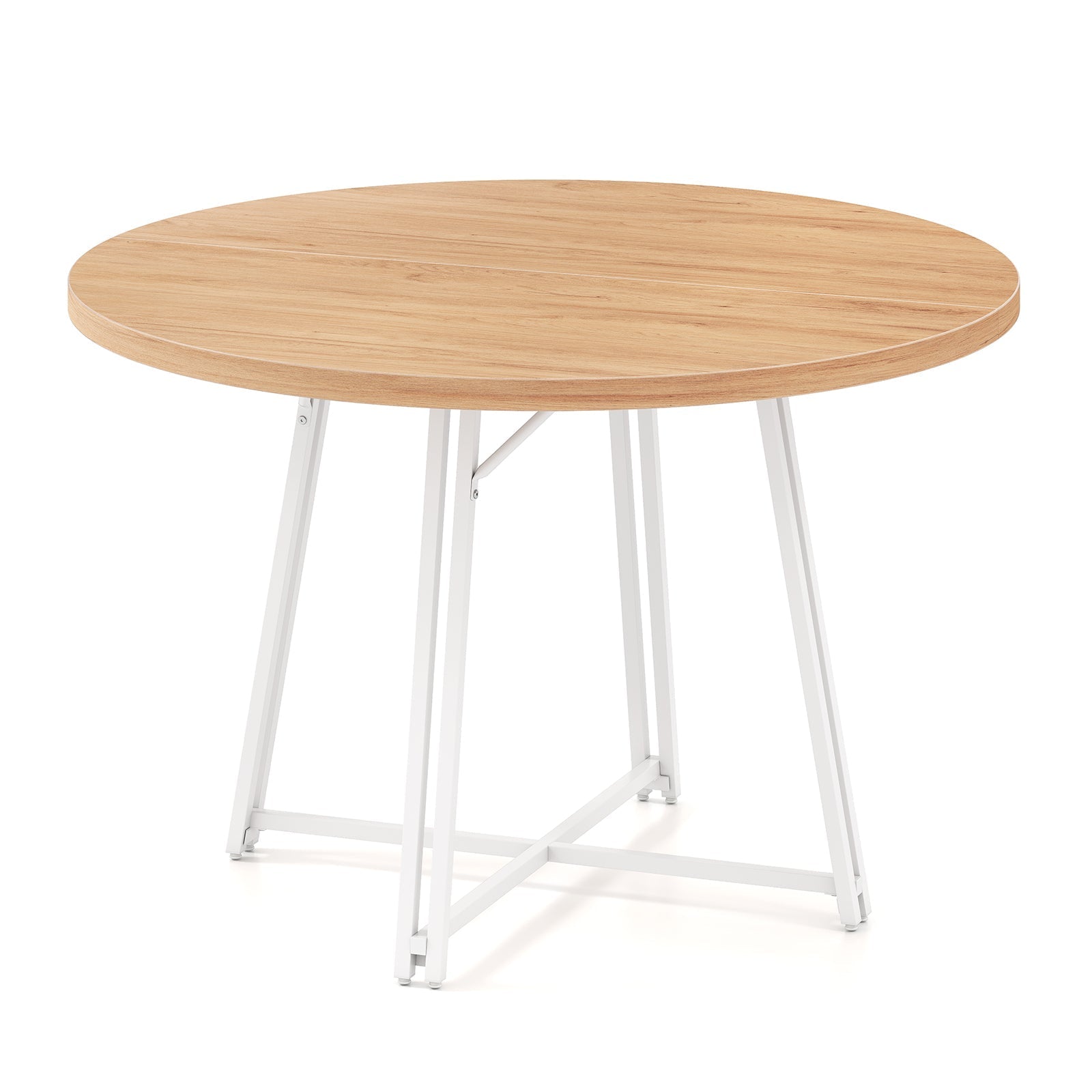 47 Inch Dining Table for 4-6 People Round Kitchen Table with Cross Base