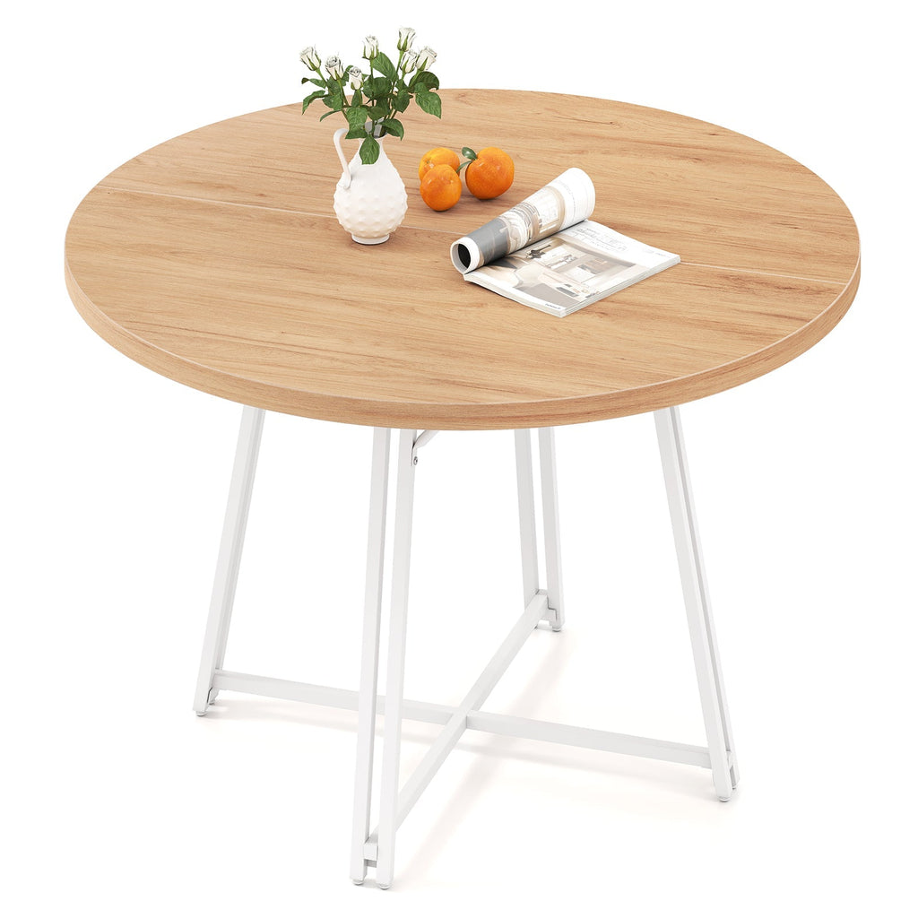 47 Inch Dining Table for 4-6 People Round Kitchen Table with Cross Base