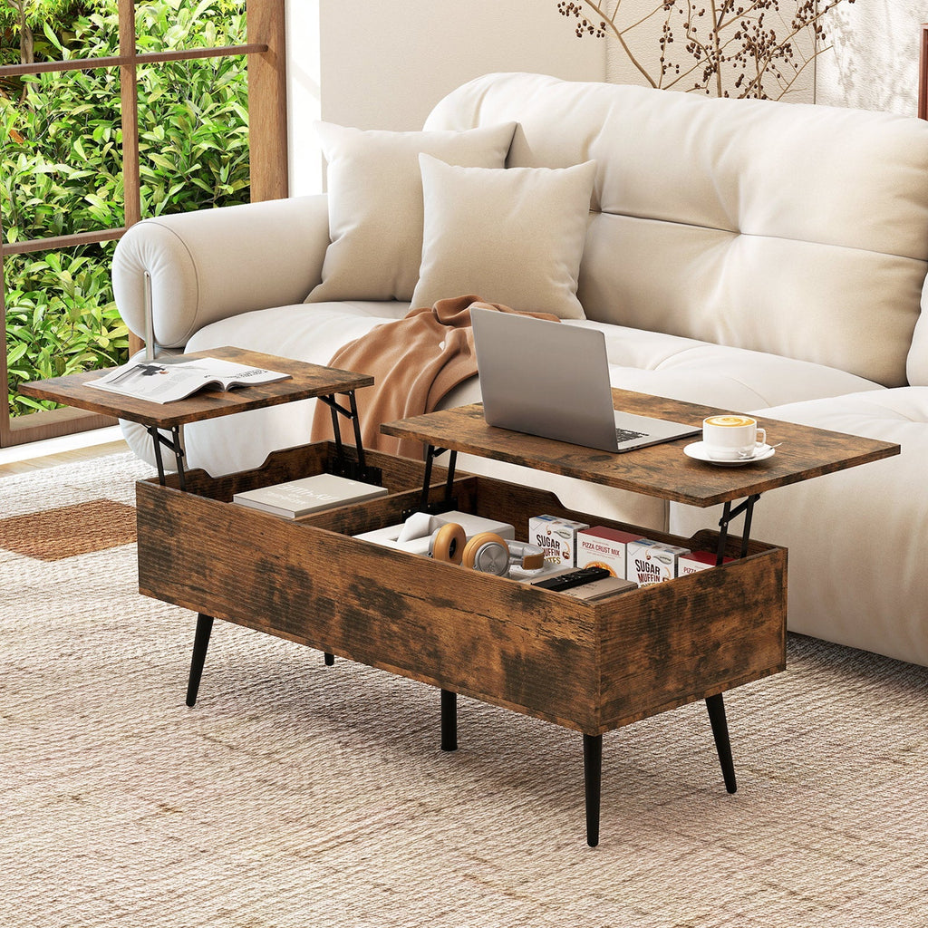 47 Inch Lift Top Coffee Table with 2 Hidden Compartments