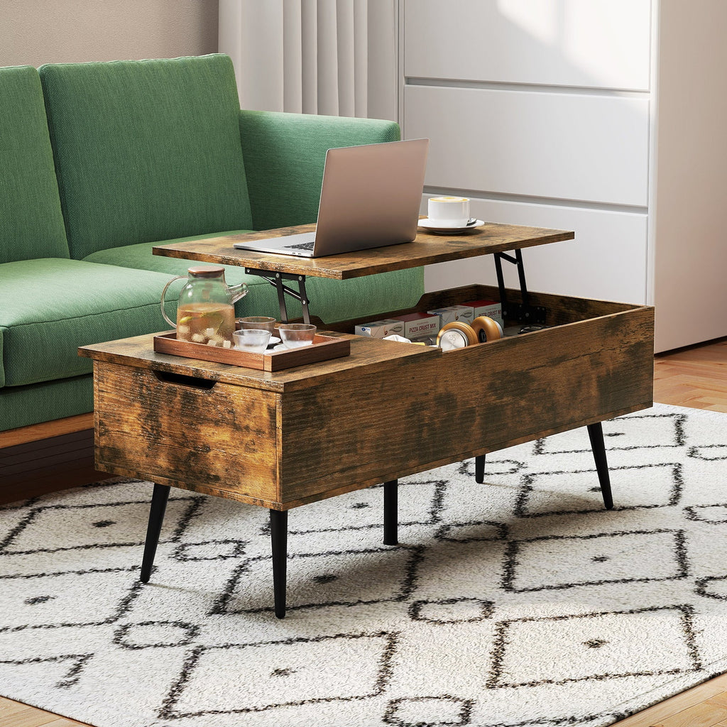 47 Inch Lift Top Coffee Table with 2 Hidden Compartments