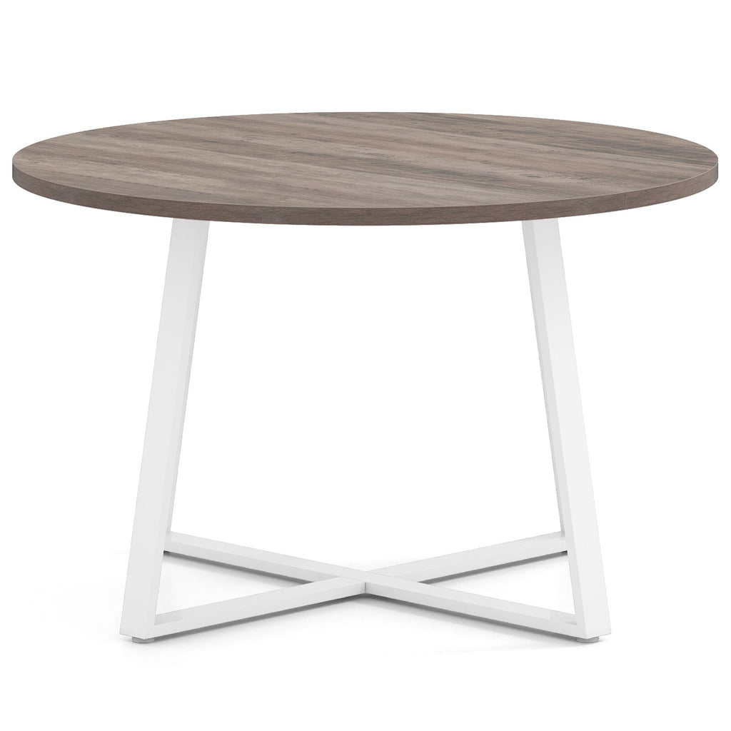 47 Inch Round Dining Table with Stable X-shaped Base and Round Thickened Tabletop