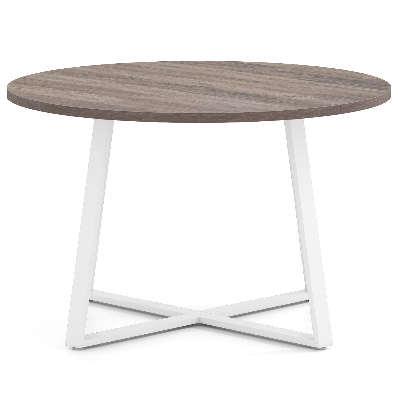 47 Inch Round Dining Table with Stable X-shaped Base and Round Thickened Tabletop