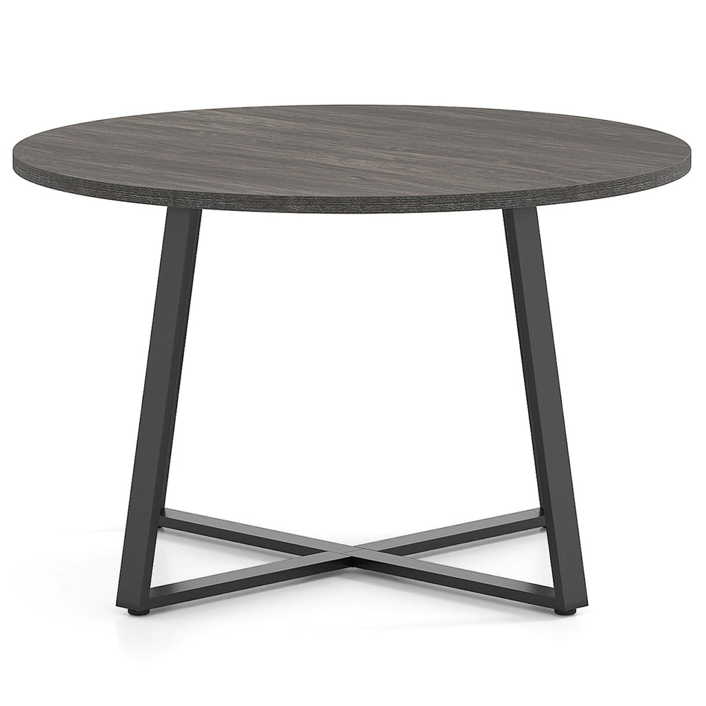 47 Inch Round Dining Table with Stable X-shaped Base and Round Thickened Tabletop