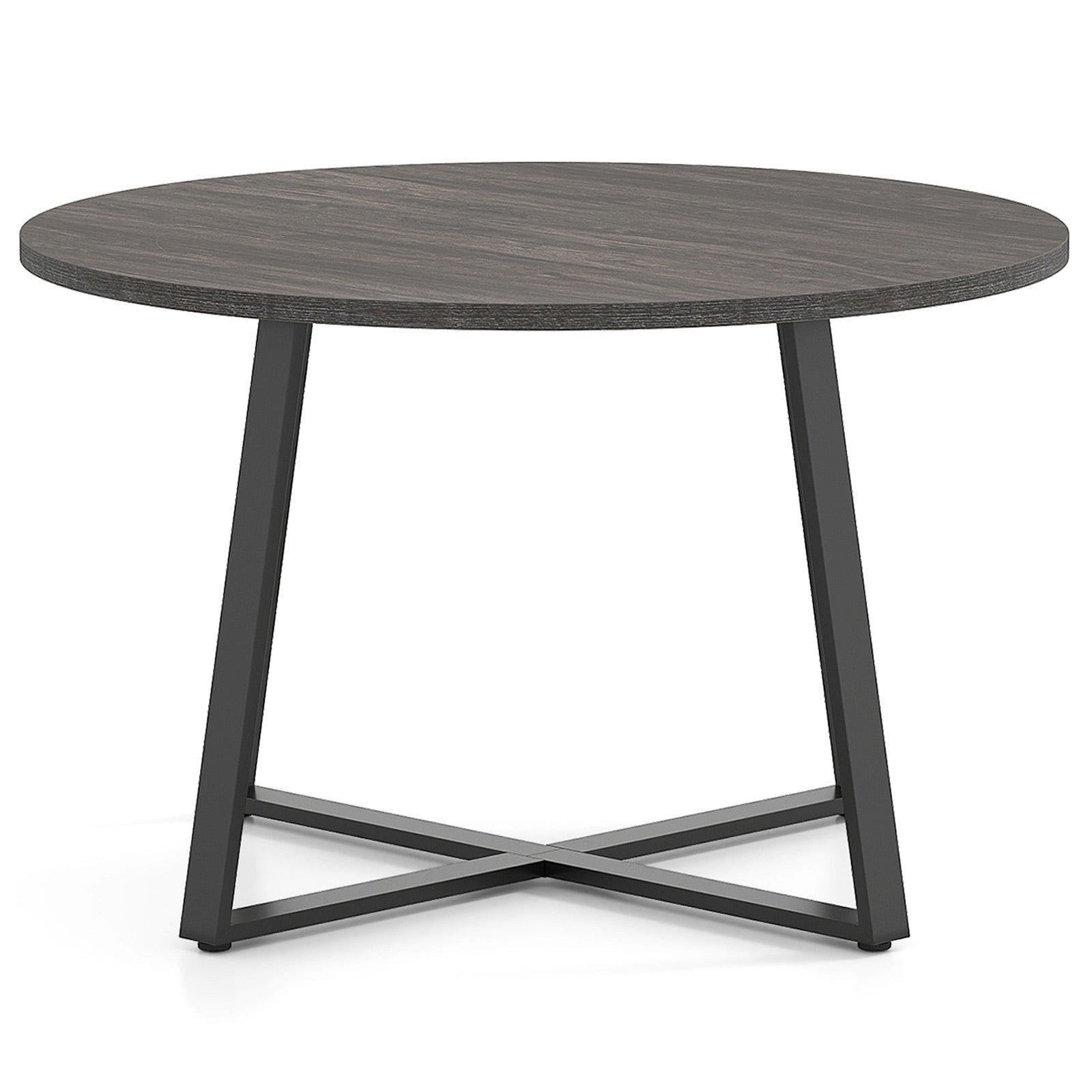 47 Inch Round Dining Table with Stable X-shaped Base and Round Thickened Tabletop
