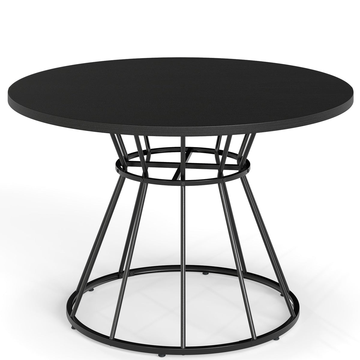 47 Inches Round Dining Table for 4 Farmhouse Kitchen Table with Wooden Tabletop