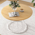 47 Inches Round Dining Table for 4 Farmhouse Kitchen Table with Wooden Tabletop