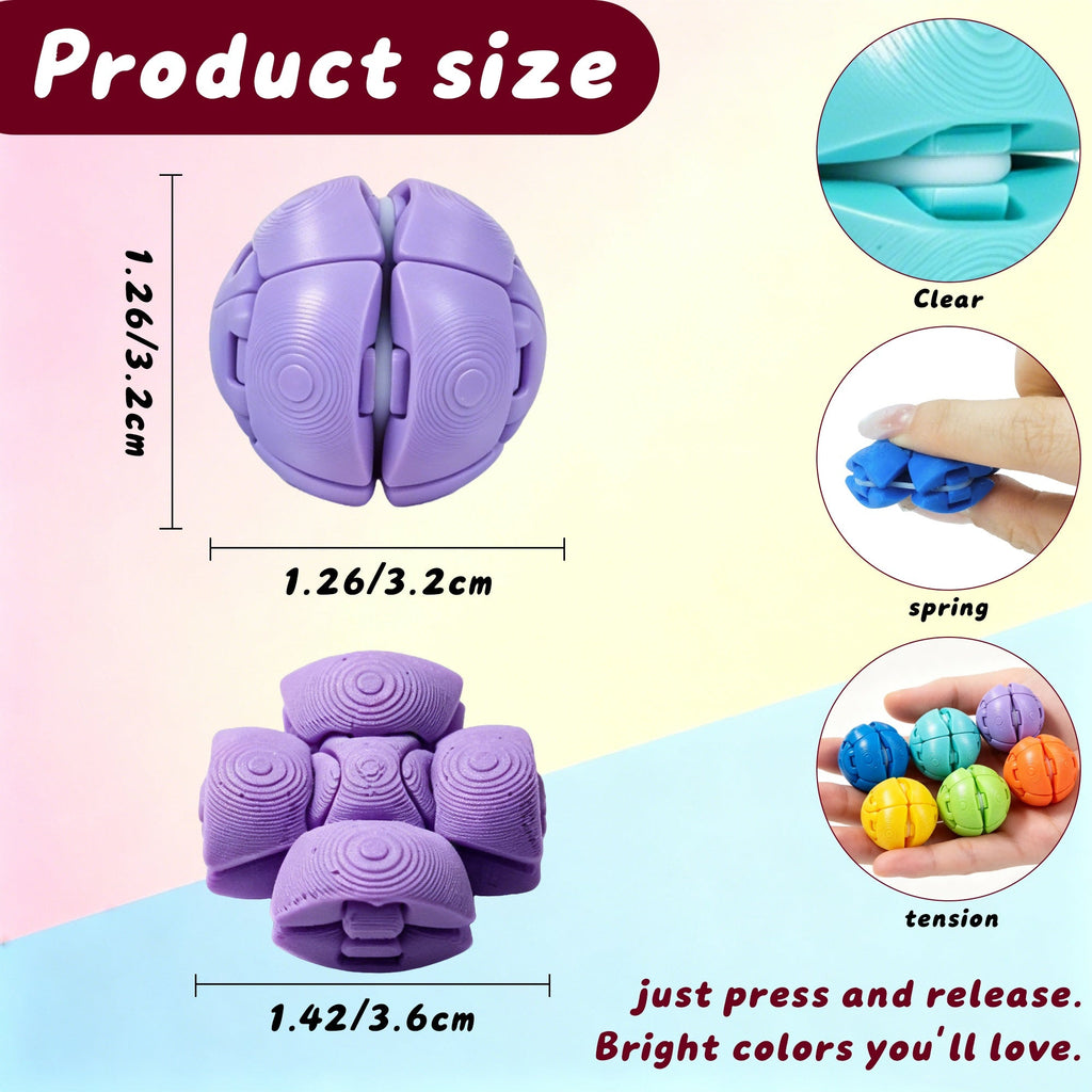 9PCS 3D Printed Articulated Fidget Sphere Set, Colorful Folding Sensory Balls With Rotating & Pressable Jointed Design, Pocket Desk Fidget For Teens & Adults