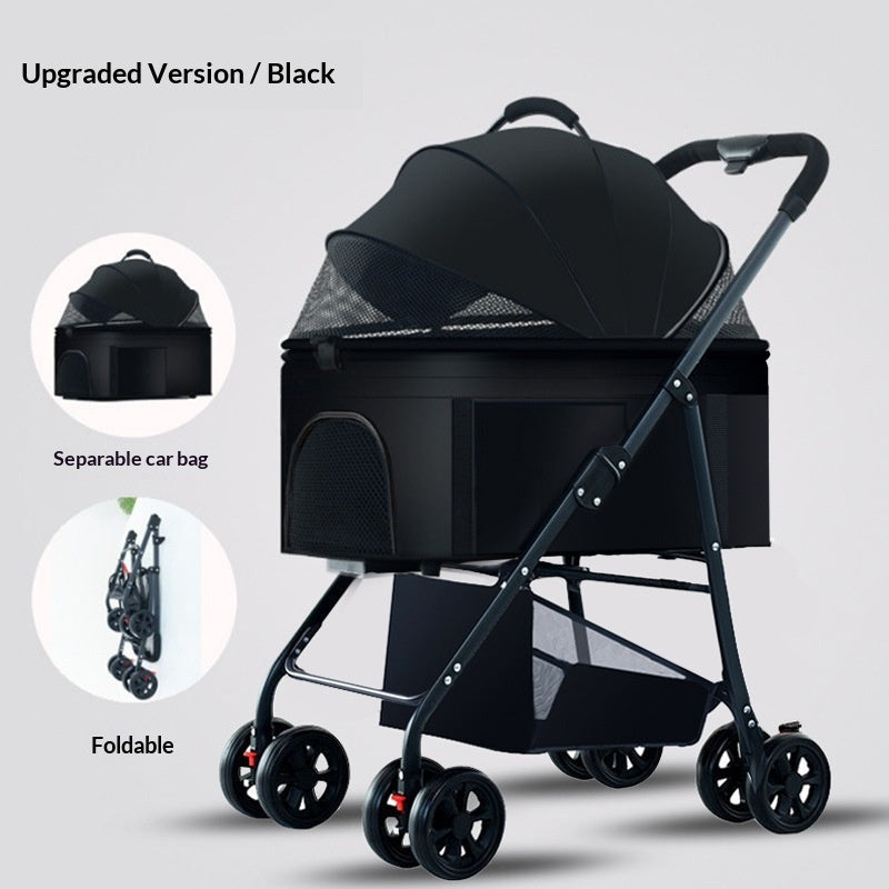 Pet Stroller For Dogs And Cats Portable Detachable Cage With Folding Design For Outdoor Potty Breaks