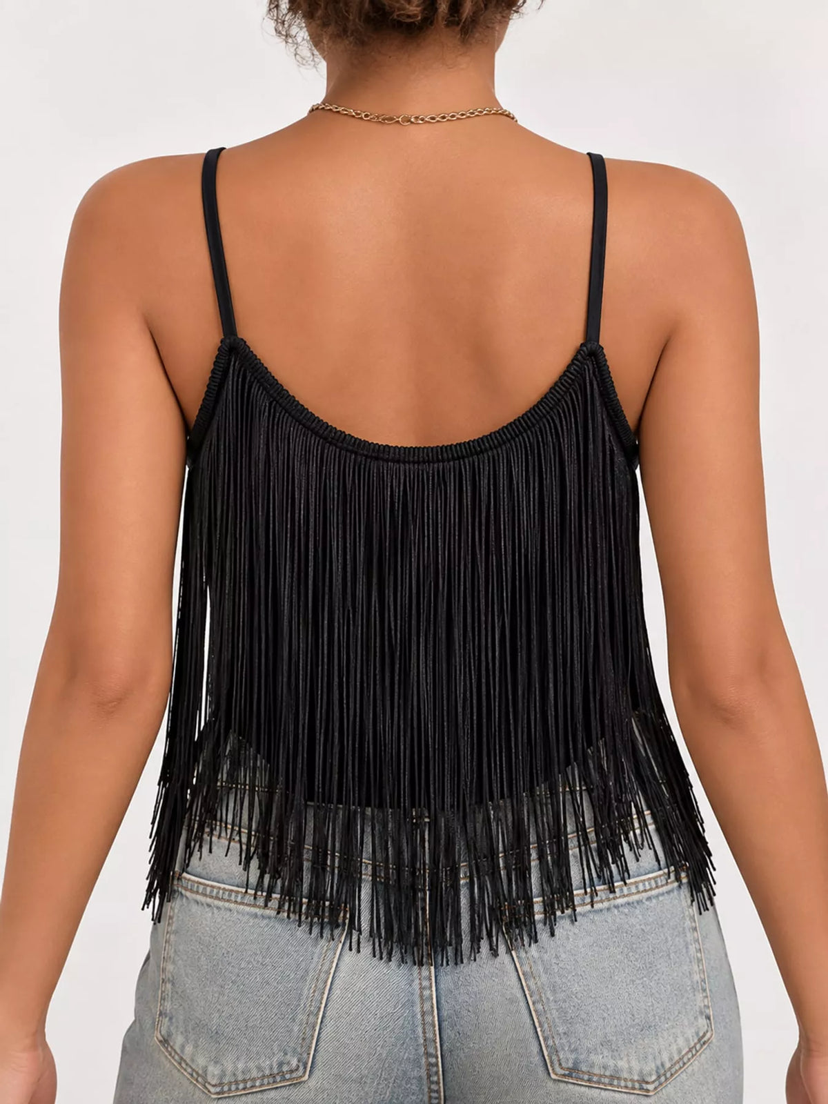 Fringe Trim V-Neck Cami
