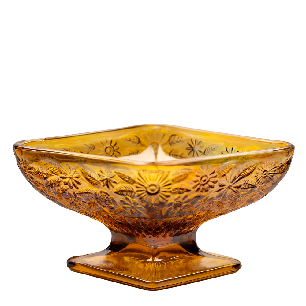 Indiana Glass Amber Carnival Glass Pedestal Candy Dish – Diamond Form