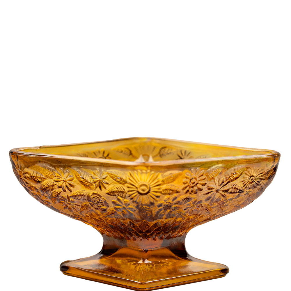 Indiana Glass Amber Carnival Glass Pedestal Candy Dish – Diamond Form