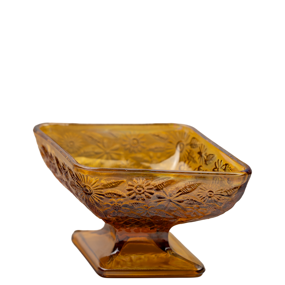 Indiana Glass Amber Carnival Glass Pedestal Candy Dish – Diamond Form