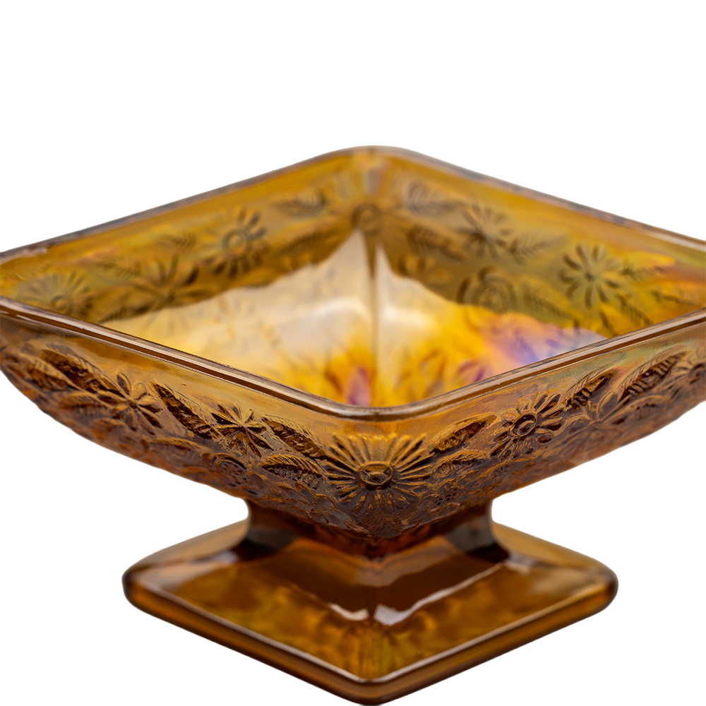 Indiana Glass Amber Carnival Glass Pedestal Candy Dish – Diamond Form