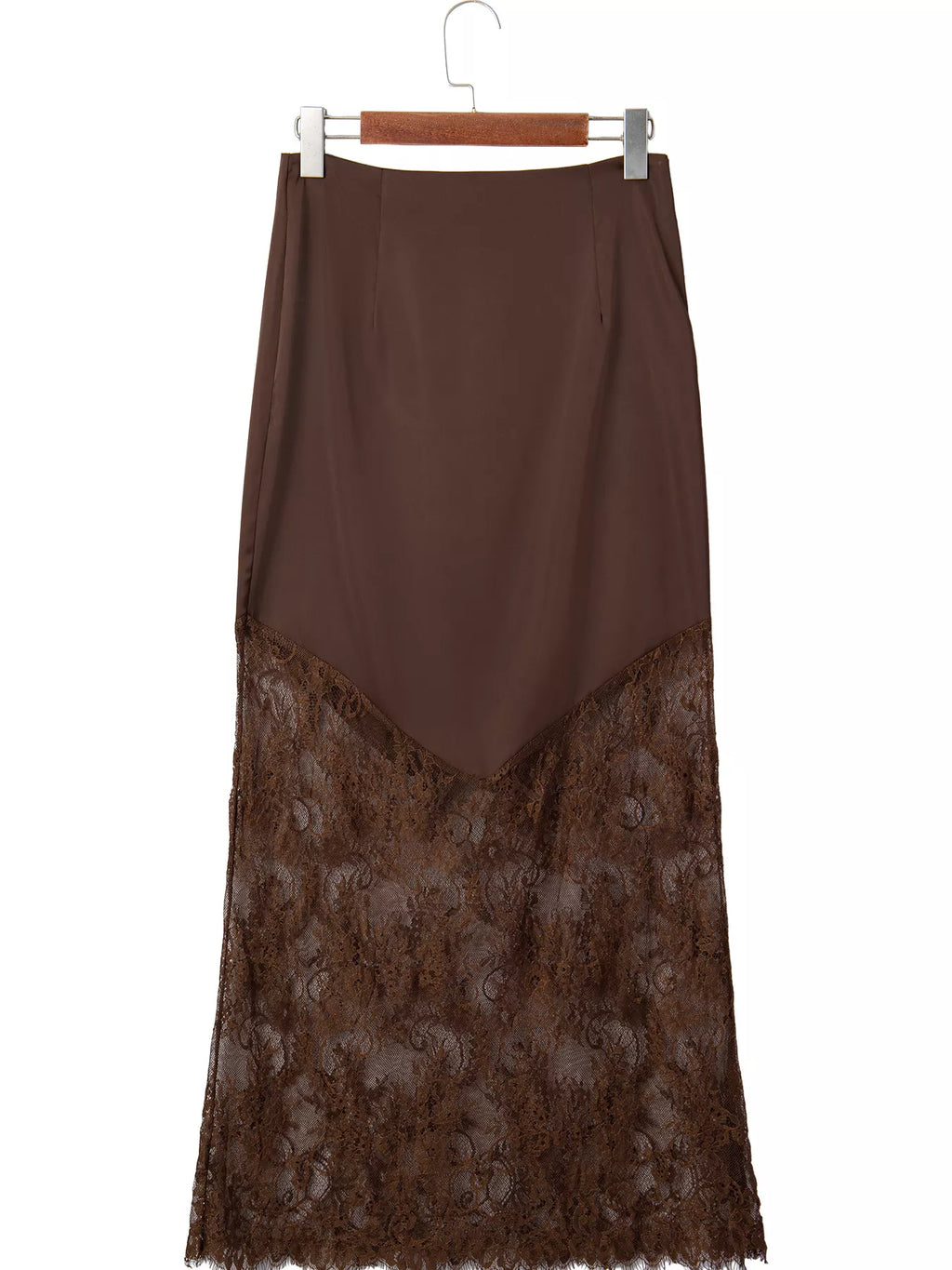 Lace Patchwork Hem Long Casual Shift Skirt