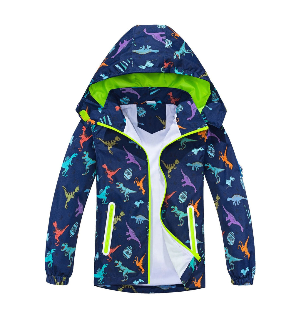 Springautumn New-arrival Dinosaur-print Gradient-color Zip-up Hoodie For Boys And Girls