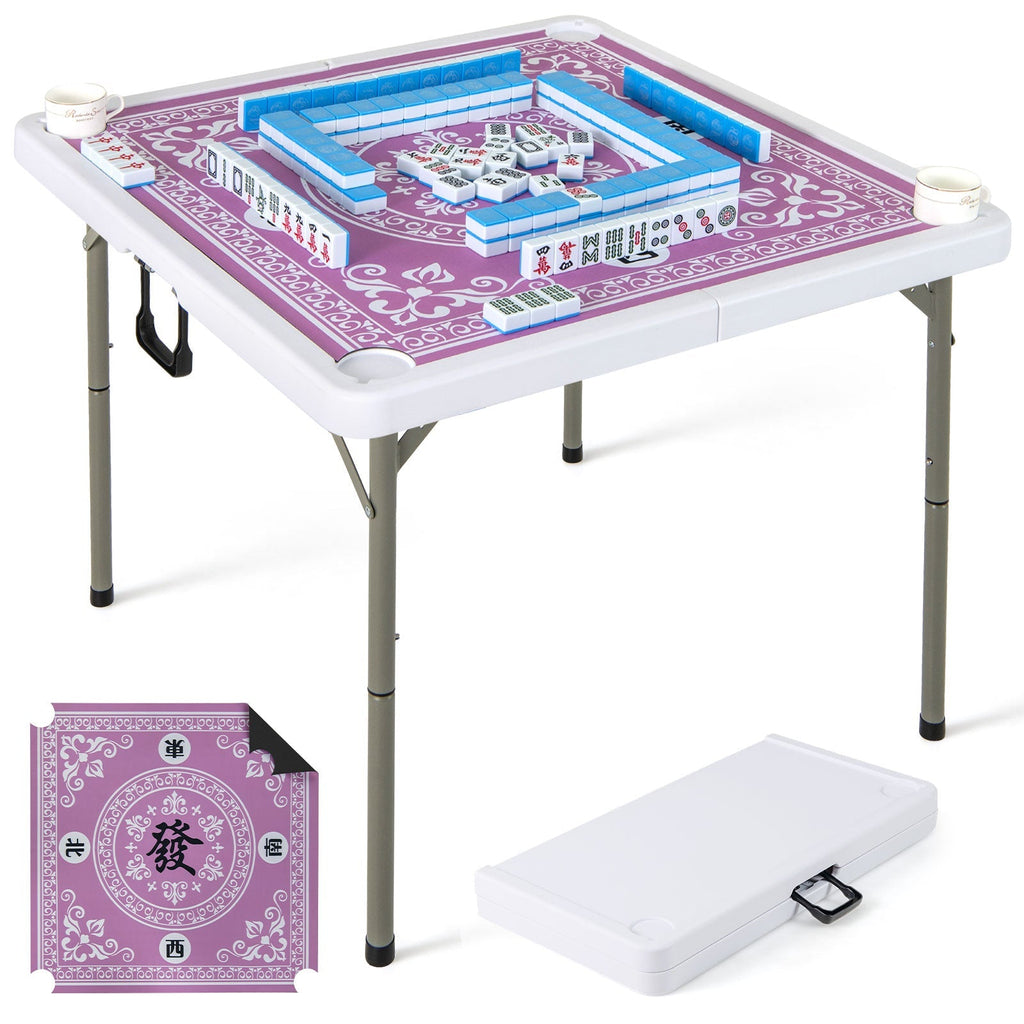 35 Inch 4 Player Game Card Folding Mahjong Table with Cup Holders