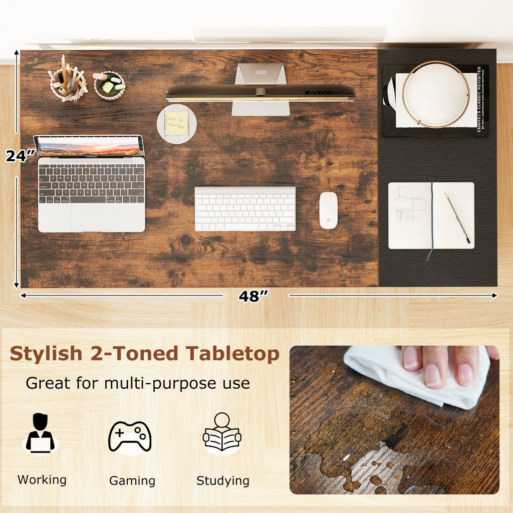 48 Inch Computer Desk with 2 Fabric Drawers Industrial Home Office Desk-Rustic Brown