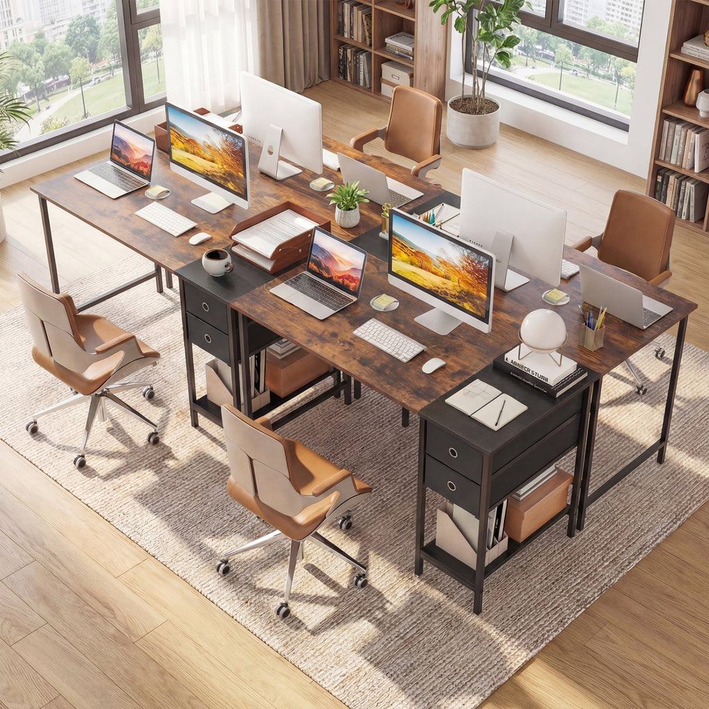 48 Inch Computer Desk with 2 Fabric Drawers Industrial Home Office Desk-Rustic Brown