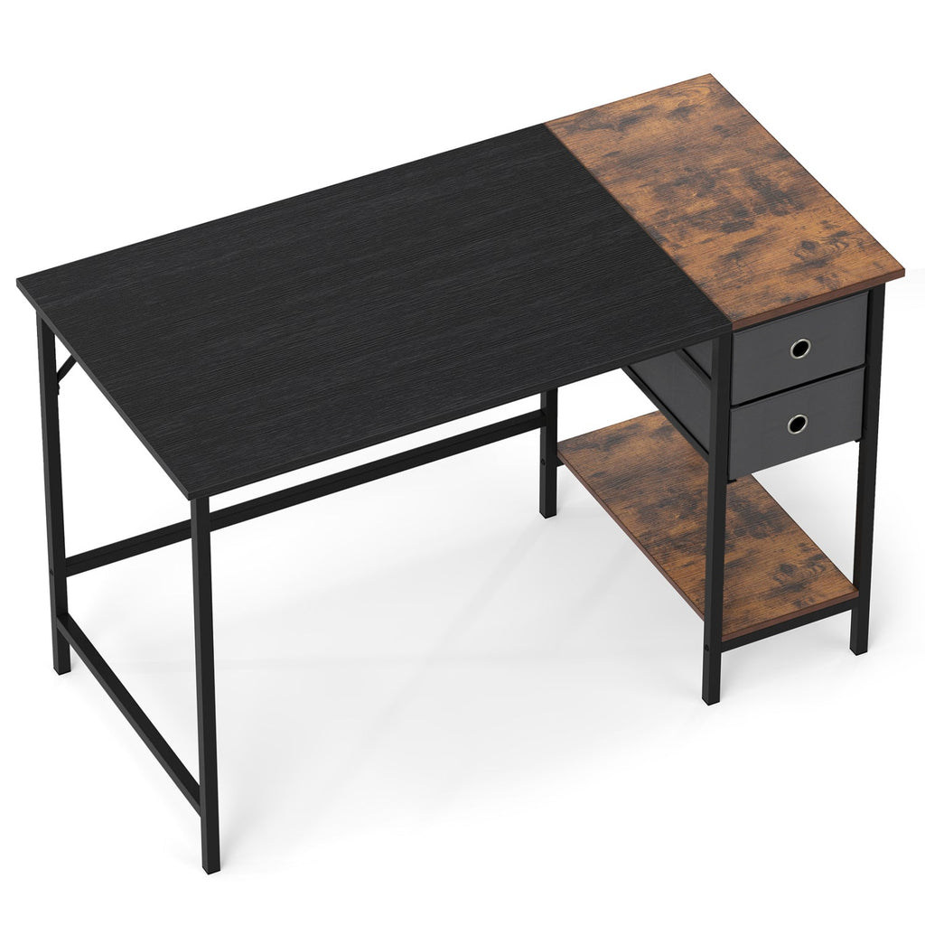48 Inch Computer Desk with 2 Fabric Drawers Industrial Home Office Desk-Rustic Brown