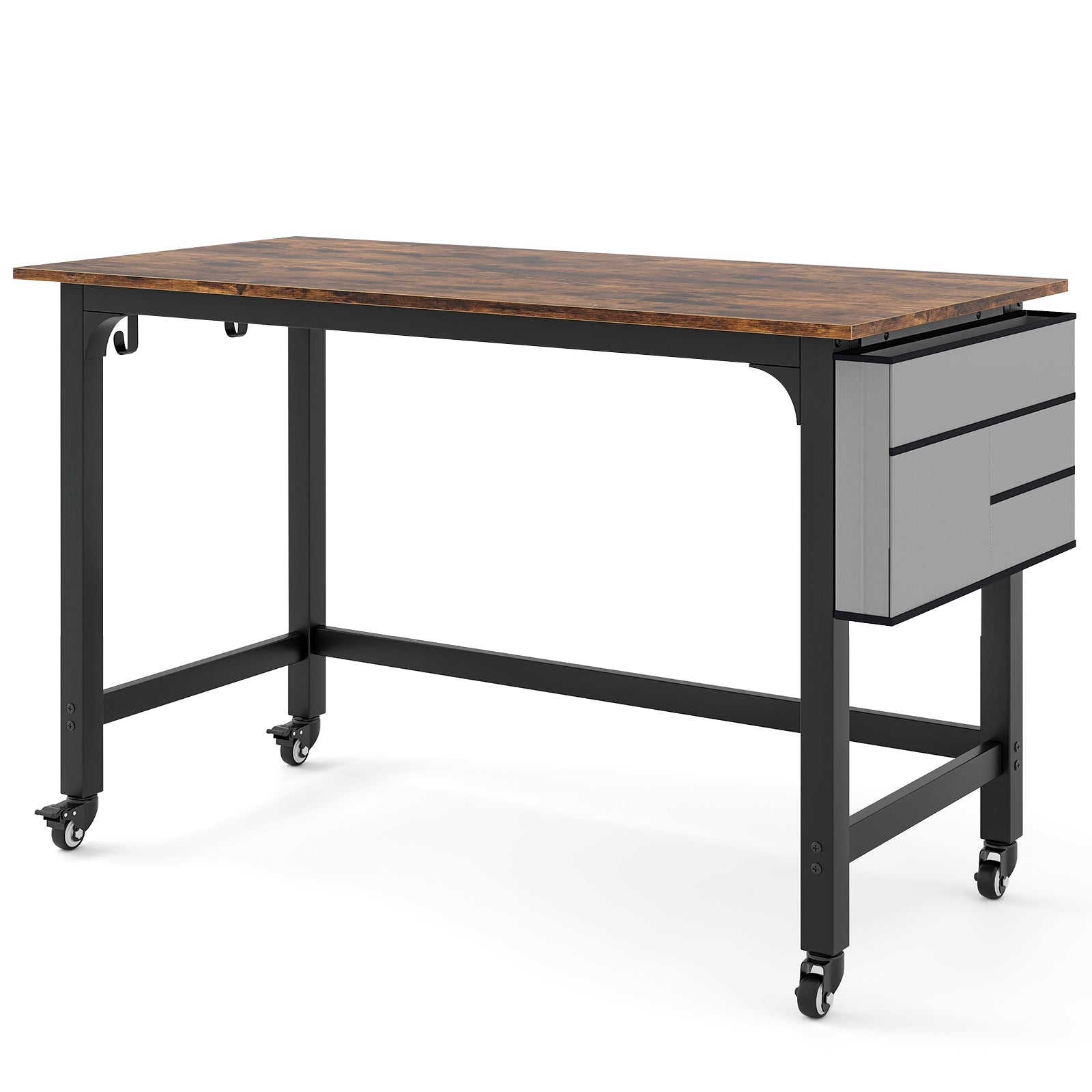 48 Inch Mobile Computer Workstation with 4 Smooth Casters