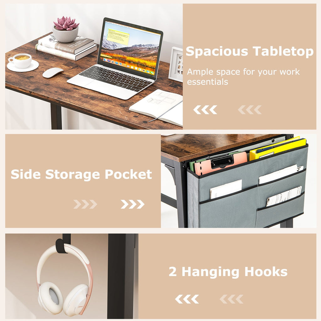 48 Inch Mobile Computer Workstation with 4 Smooth Casters