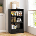 48 Inch Tall 4 Tiers Wood Bookcase with Drawer-Gray