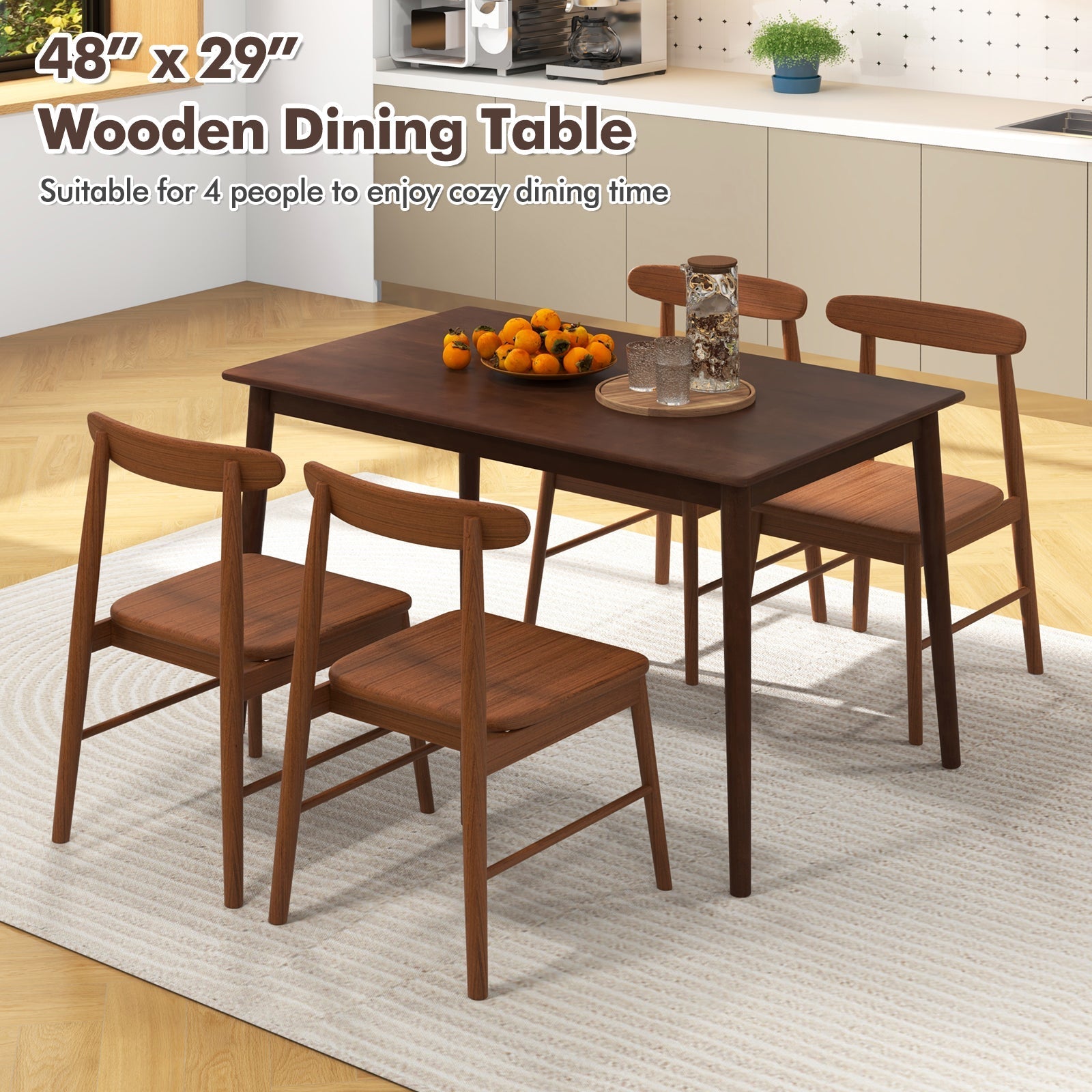 48 Inches Wooden Dining Table for 4 People