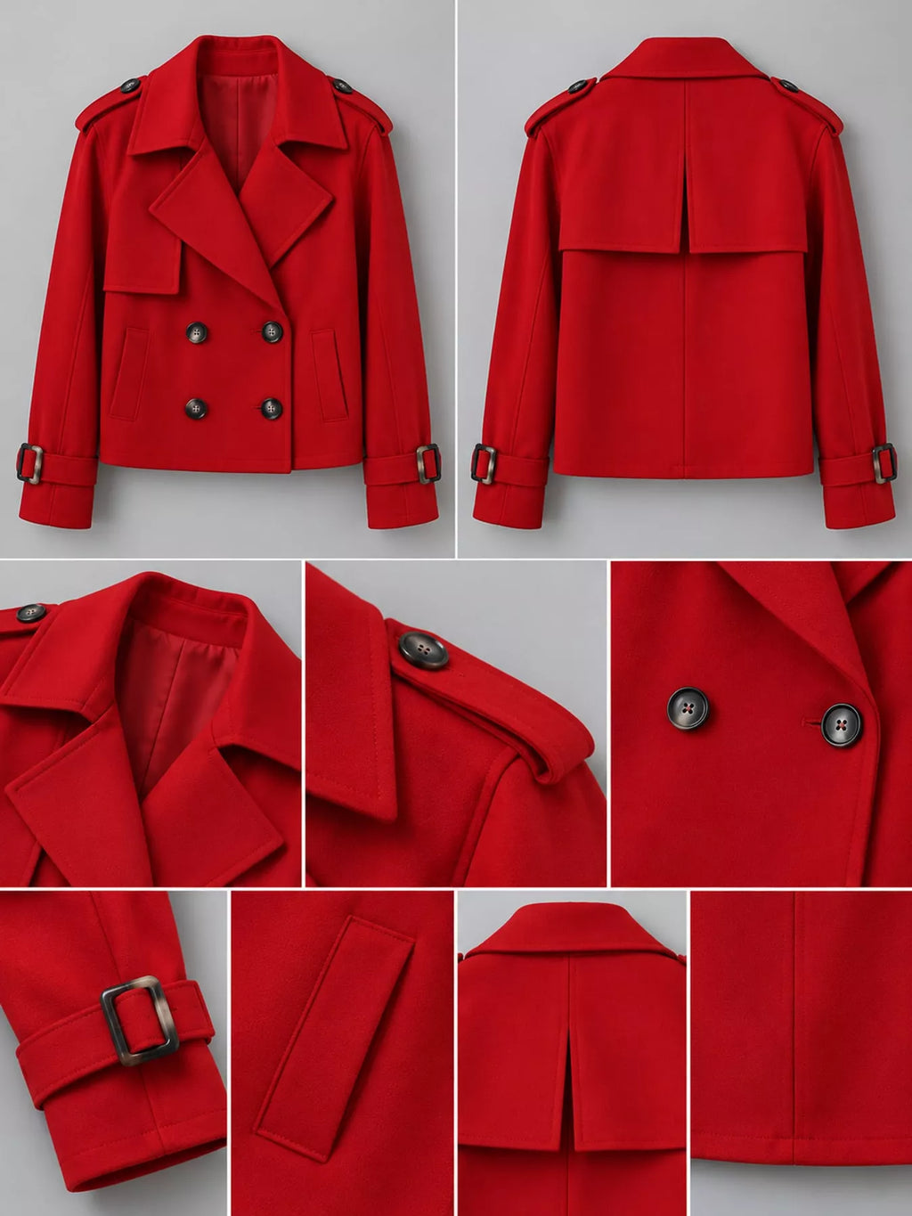 Double-Breasted Cropped Trench Outerwear